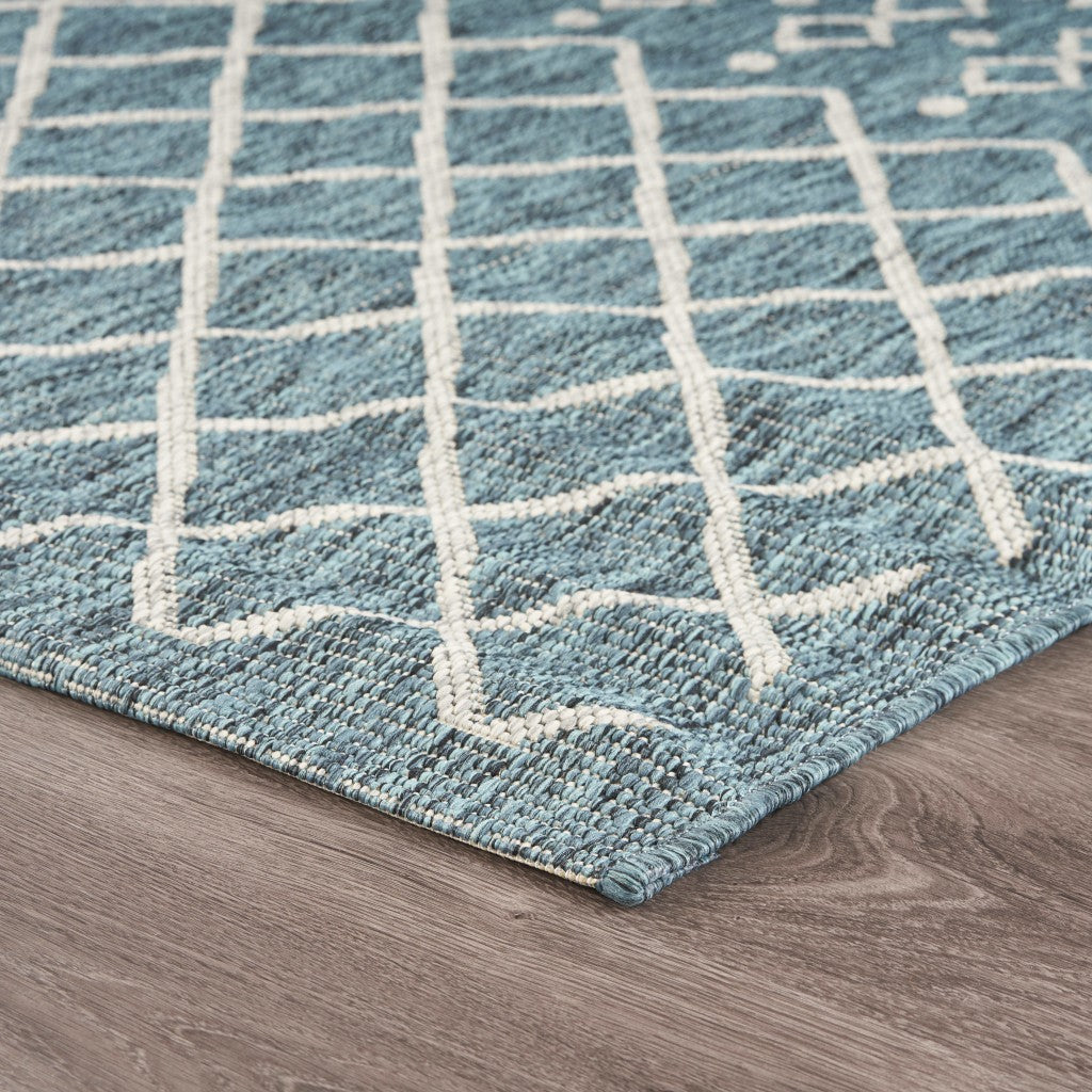 3' X 5' Blue And Gray Indoor Outdoor Area Rug