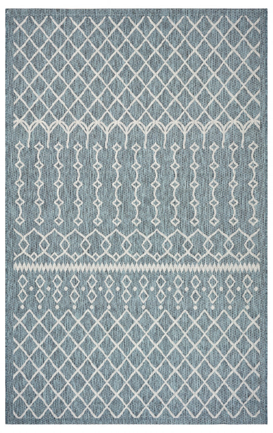 8' X 10' Blue And Gray Indoor Outdoor Area Rug