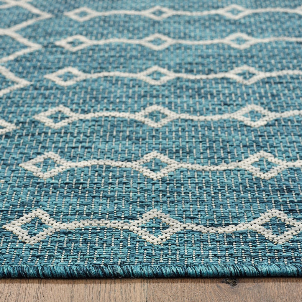 3' X 5' Blue And Gray Indoor Outdoor Area Rug