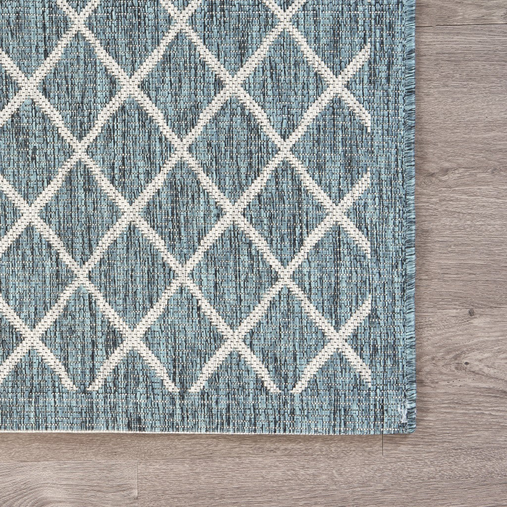 8' X 10' Blue And Gray Indoor Outdoor Area Rug