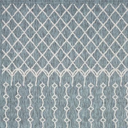 8' X 10' Blue And Gray Indoor Outdoor Area Rug