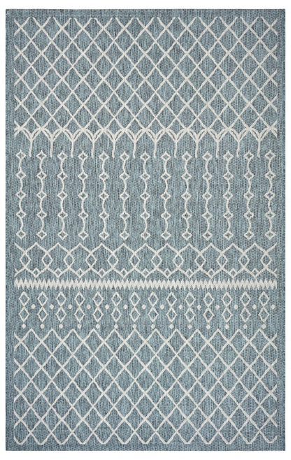 5' X 8' Blue And Gray Indoor Outdoor Area Rug