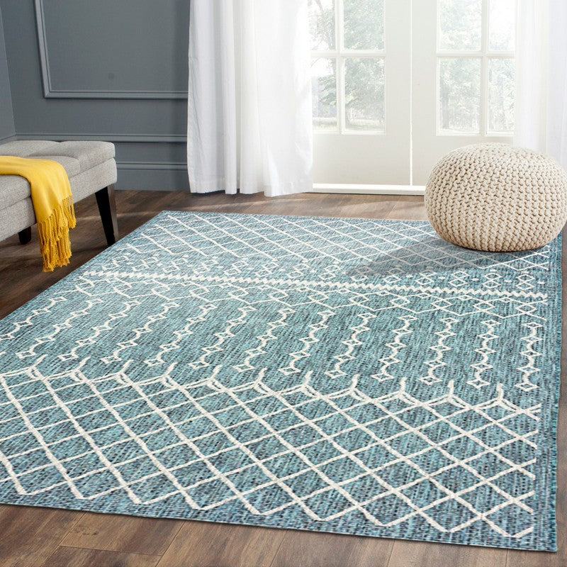 3' X 5' Blue And Gray Indoor Outdoor Area Rug