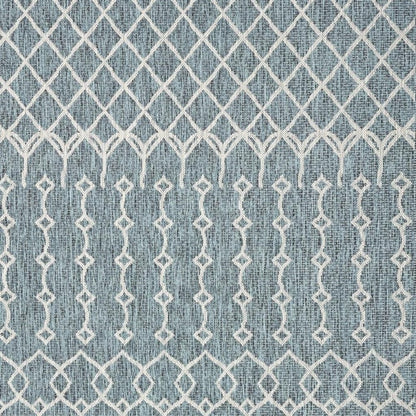 5' X 8' Blue And Gray Indoor Outdoor Area Rug