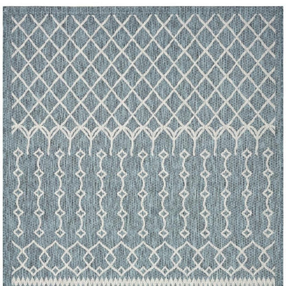 5' X 8' Blue And Gray Indoor Outdoor Area Rug
