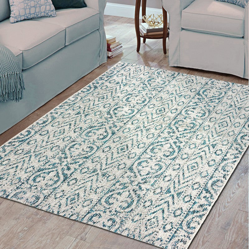 3' X 5' Blue And Gray Indoor Outdoor Area Rug