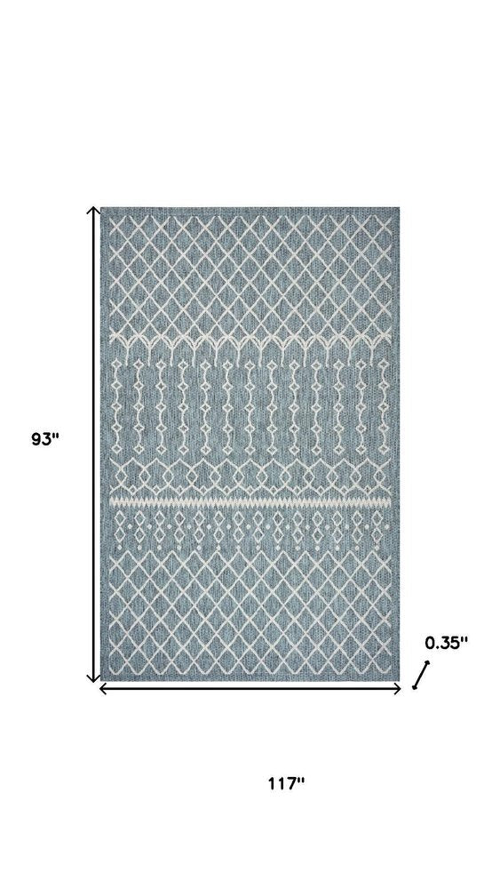 5' X 8' Blue And Gray Indoor Outdoor Area Rug