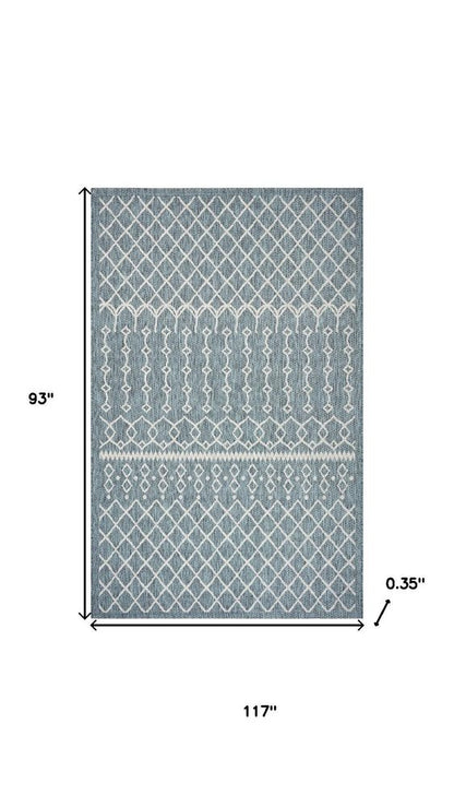 5' X 8' Blue And Gray Indoor Outdoor Area Rug