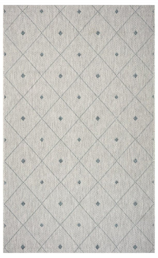 5' X 8' Blue And Gray Indoor Outdoor Area Rug