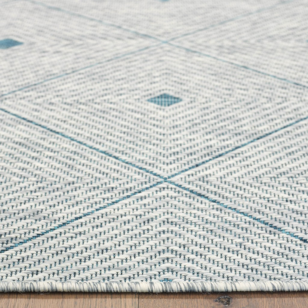 2' X 3' Blue And Gray Indoor Outdoor Area Rug