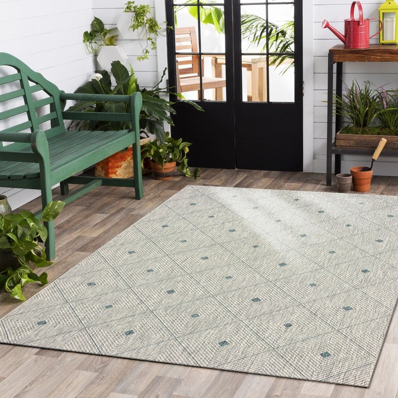 2' X 3' Blue And Gray Indoor Outdoor Area Rug