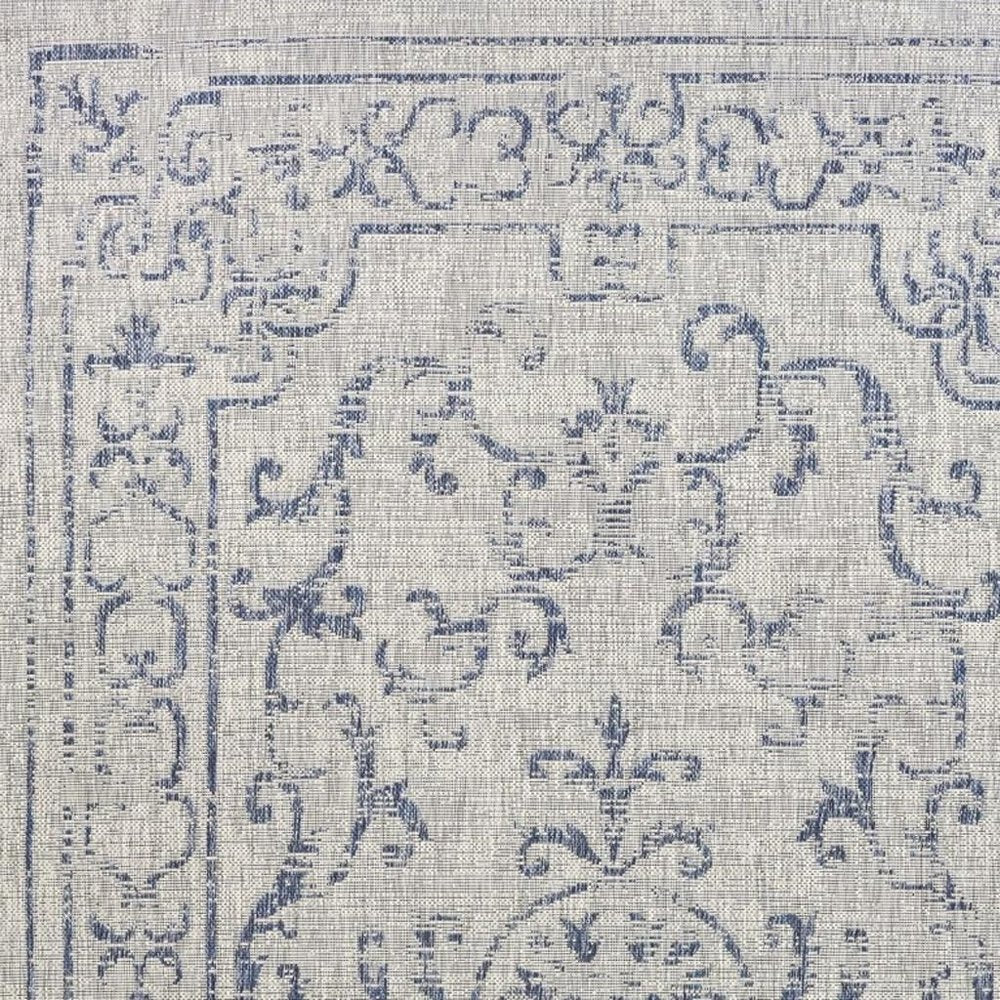 8' X 10' Blue And Gray Indoor Outdoor Area Rug