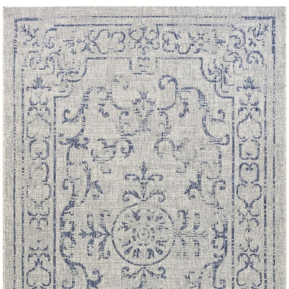 8' X 10' Blue And Gray Indoor Outdoor Area Rug