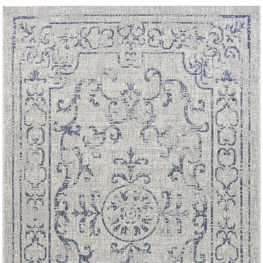 8' X 10' Blue And Gray Indoor Outdoor Area Rug