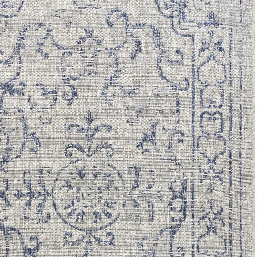 8' X 10' Blue And Gray Indoor Outdoor Area Rug