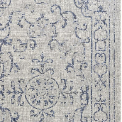 8' X 10' Blue And Gray Indoor Outdoor Area Rug