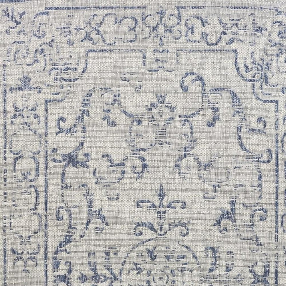 8' X 10' Blue And Gray Indoor Outdoor Area Rug