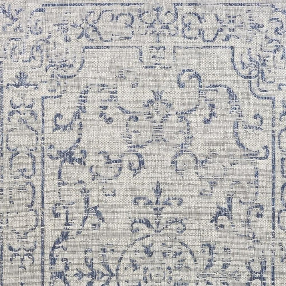 8' X 10' Blue And Gray Indoor Outdoor Area Rug