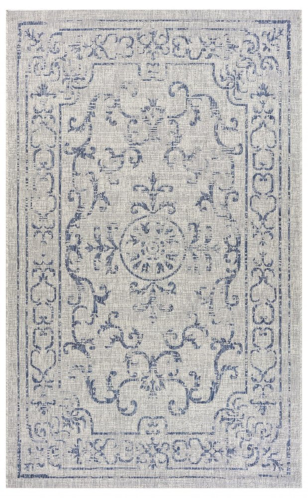 8' X 10' Blue And Gray Indoor Outdoor Area Rug
