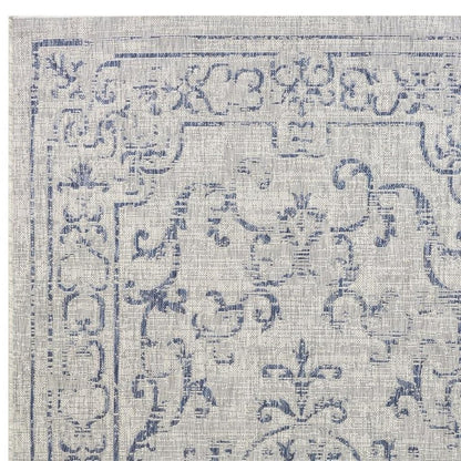 8' X 10' Blue And Gray Indoor Outdoor Area Rug