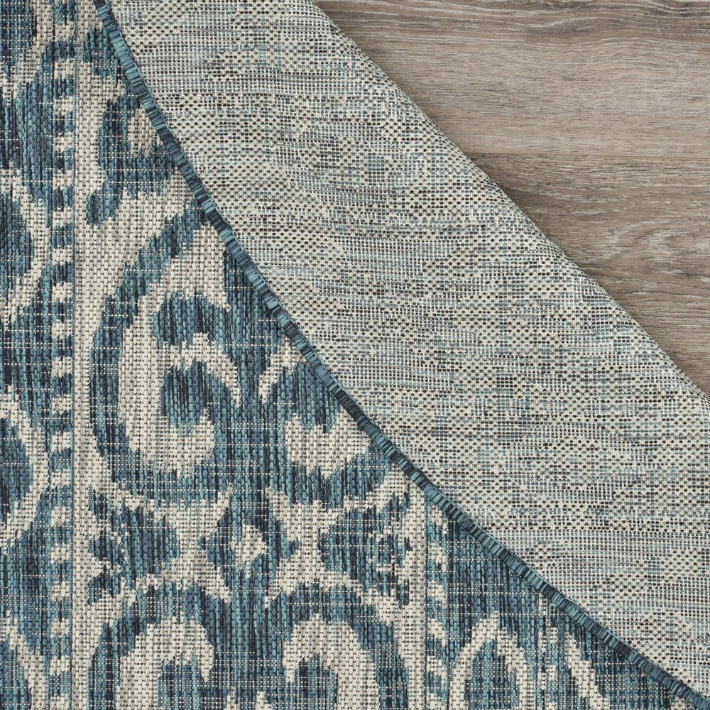 8' X 8' Blue And Gray Round Indoor Outdoor Area Rug