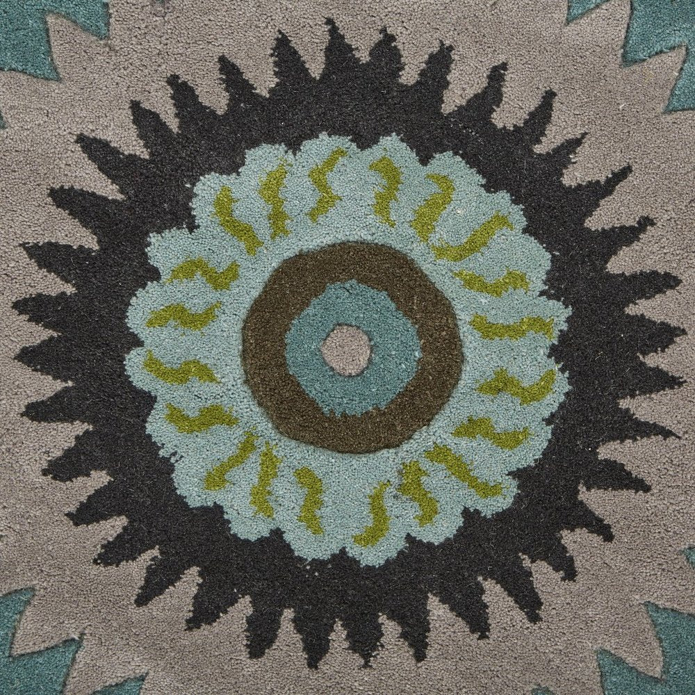 3' Green Wool Hand Tufted Round Rug