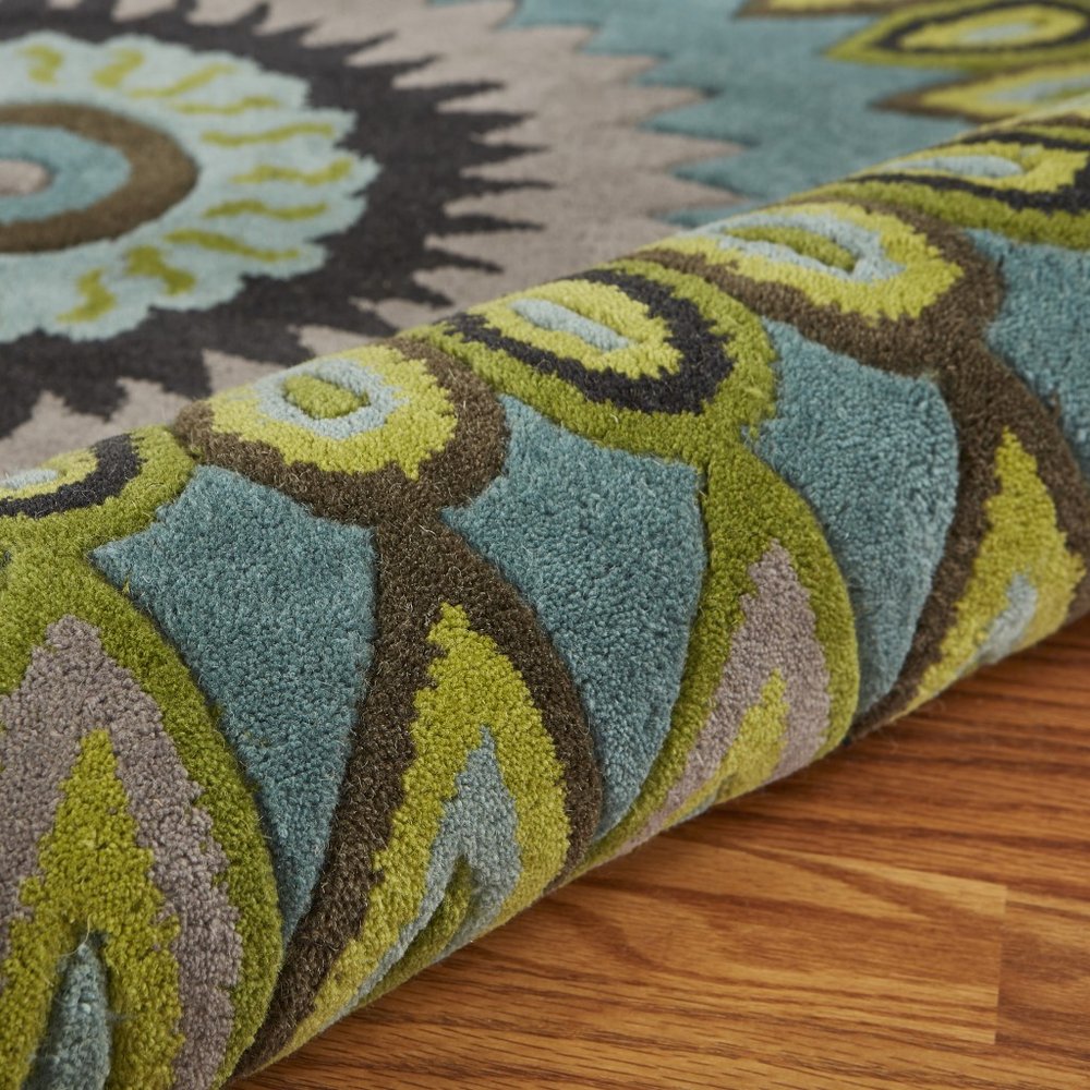 8' Green Wool Hand Tufted Round Rug