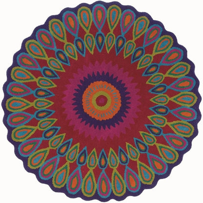 5' Pink Wool Hand Tufted Round Rug