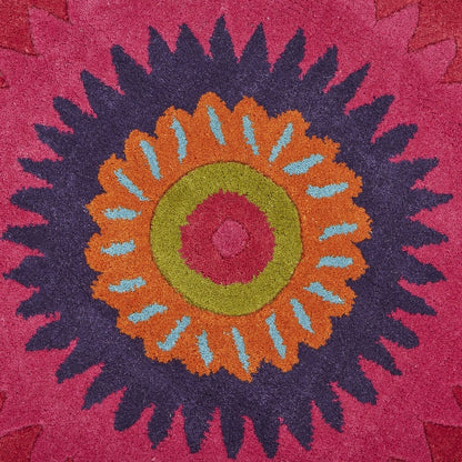 3' Pink Wool Hand Tufted Round Rug