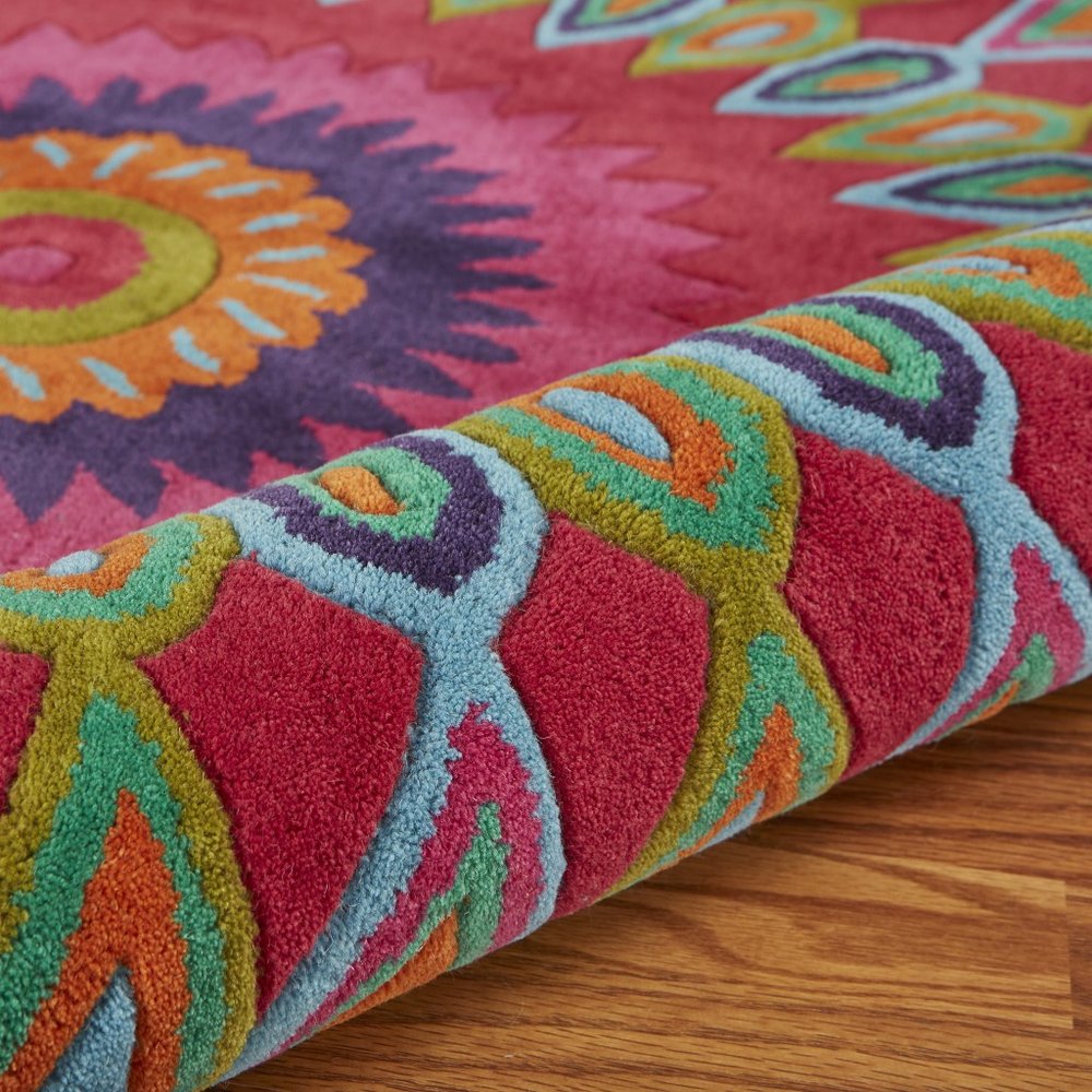 3' Pink Wool Hand Tufted Round Rug