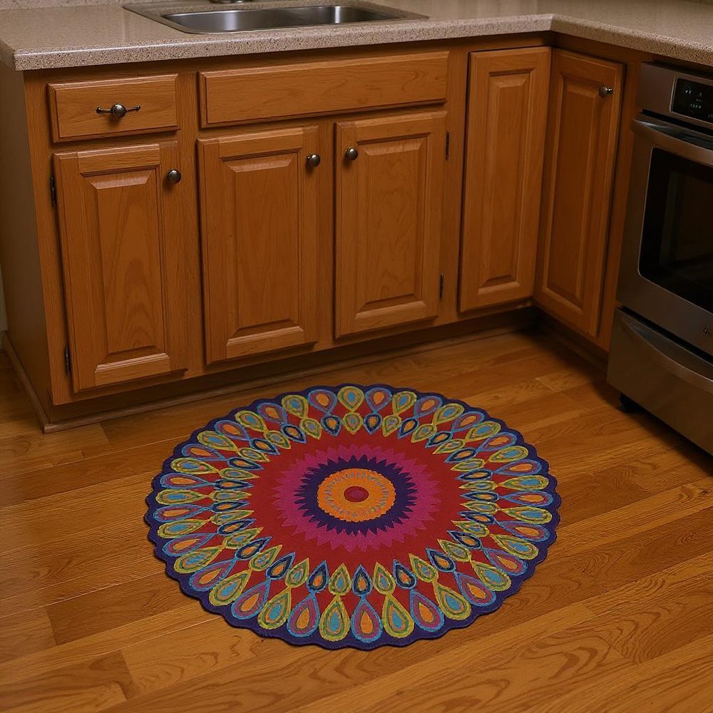 5' Pink Wool Hand Tufted Round Rug