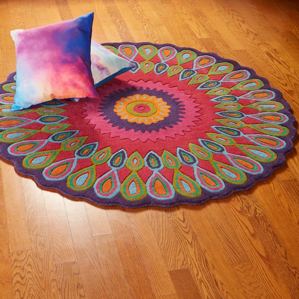 5' Pink Wool Hand Tufted Round Rug