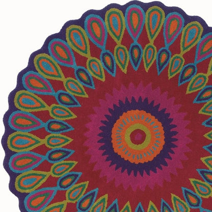 3' Pink Wool Hand Tufted Round Rug