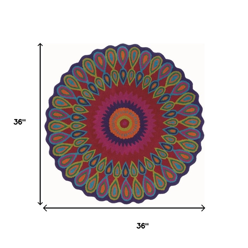 5' Pink Wool Hand Tufted Round Rug