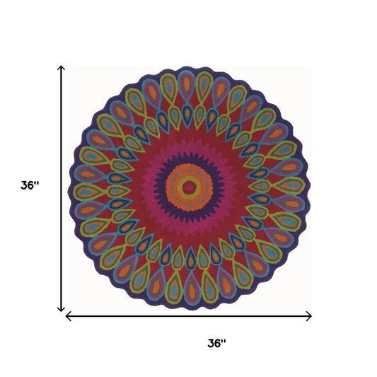 5' Pink Wool Hand Tufted Round Rug