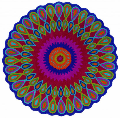 8' Pink Wool Hand Tufted Round Rug