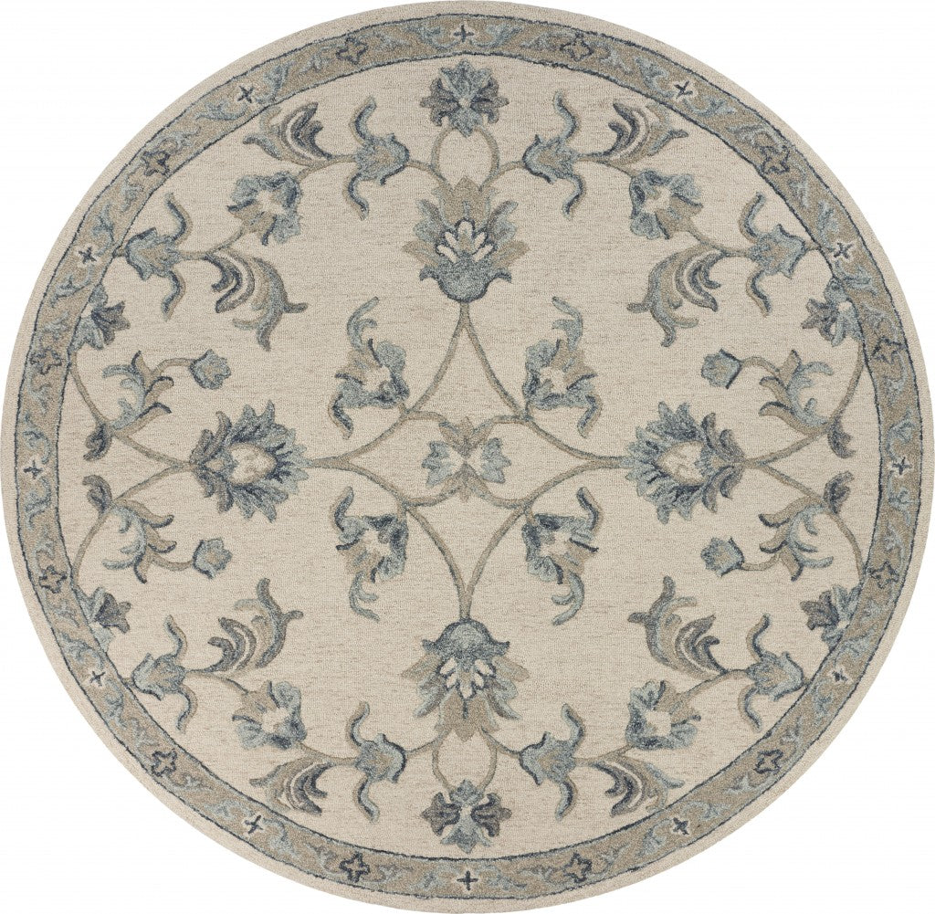 5' X 7' Light Blue Wool Hand Tufted Area Rug