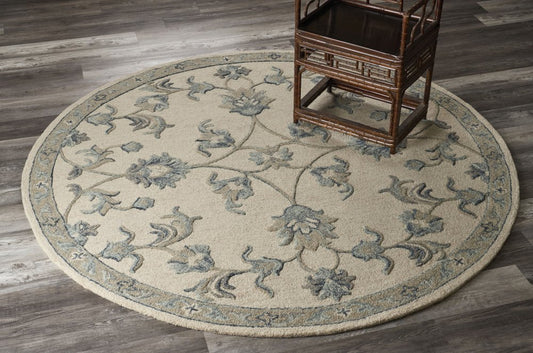 7' X 9' Light Blue Wool Hand Tufted Area Rug