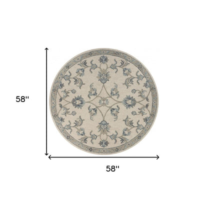 7' X 9' Light Blue Wool Hand Tufted Area Rug