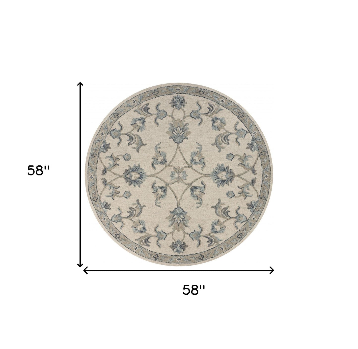 5' Light Blue Round Wool Hand Tufted Area Rug