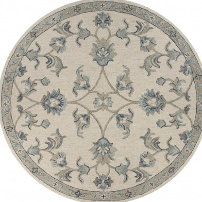 7' X 9' Light Blue Wool Hand Tufted Area Rug