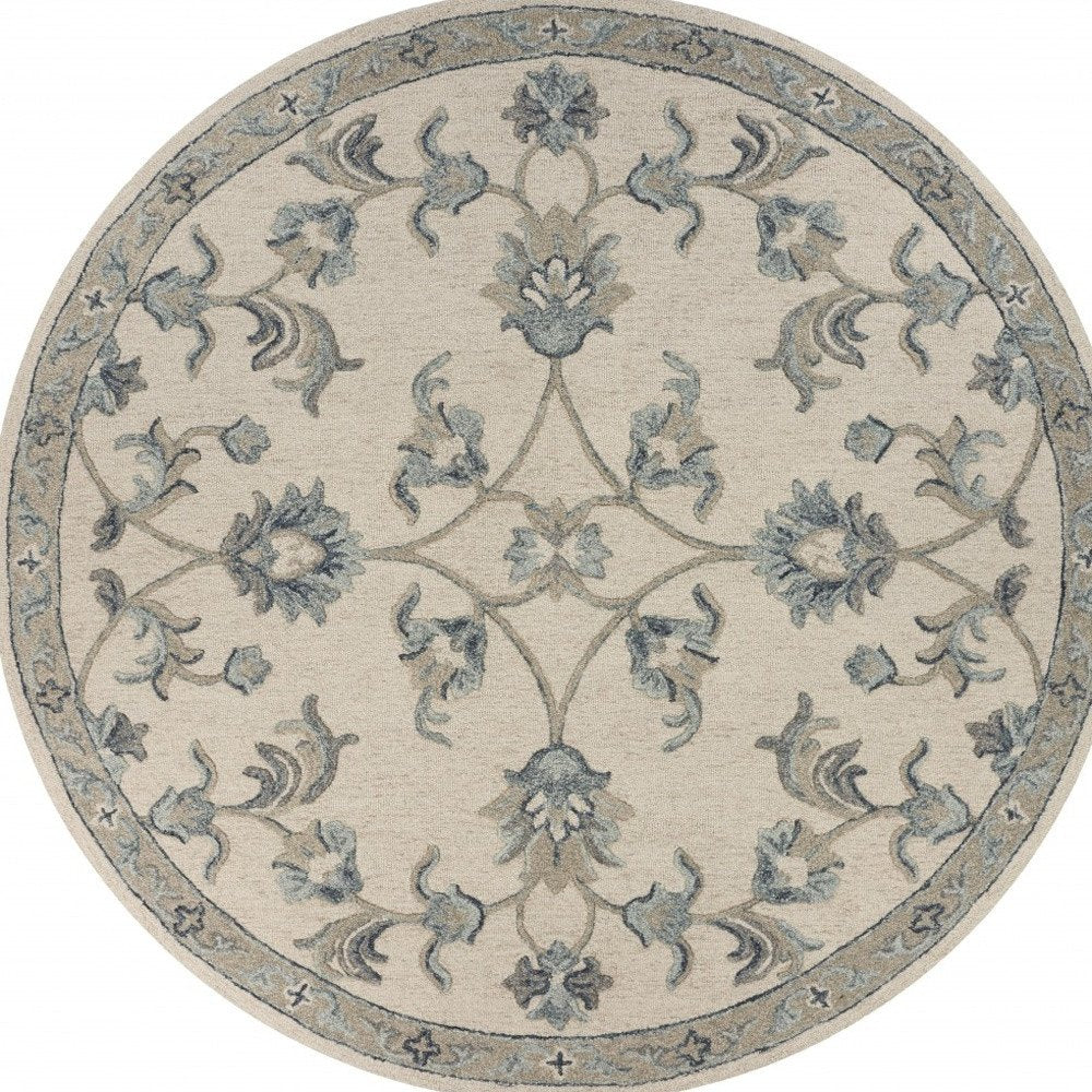 5' X 7' Light Blue Wool Hand Tufted Area Rug