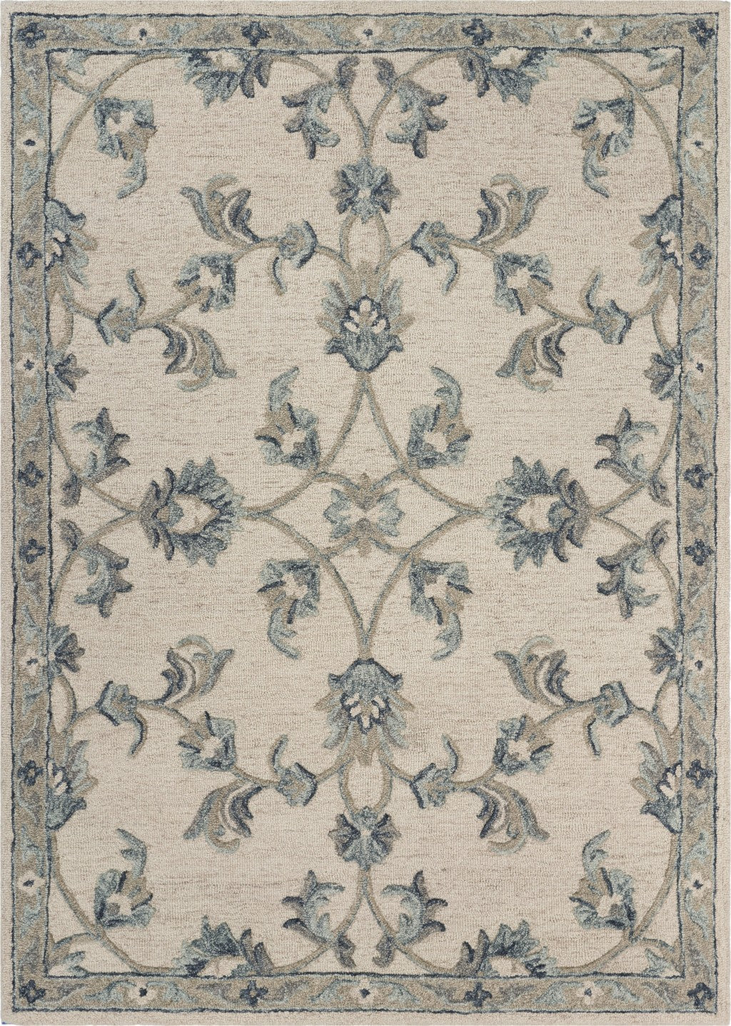 5' X 7' Light Blue Wool Hand Tufted Area Rug