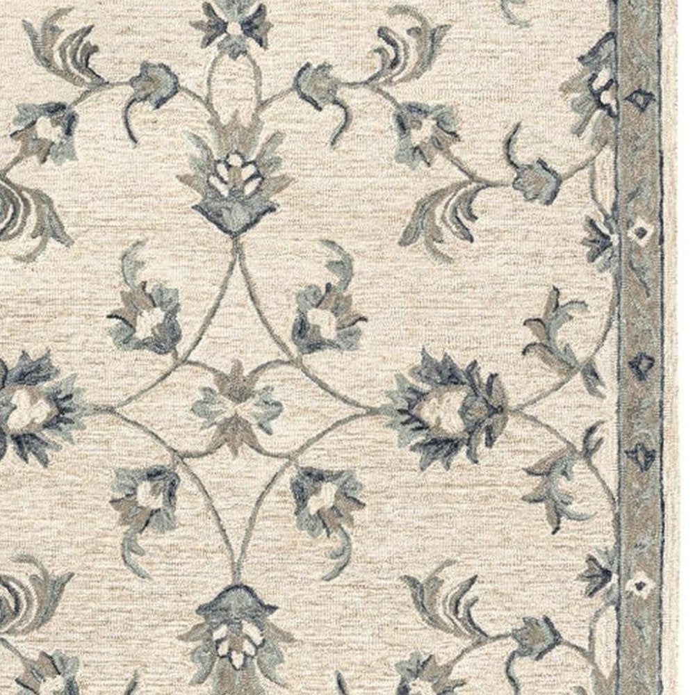 5' Light Blue Round Wool Hand Tufted Area Rug