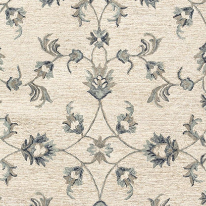 5' Light Blue Round Wool Hand Tufted Area Rug
