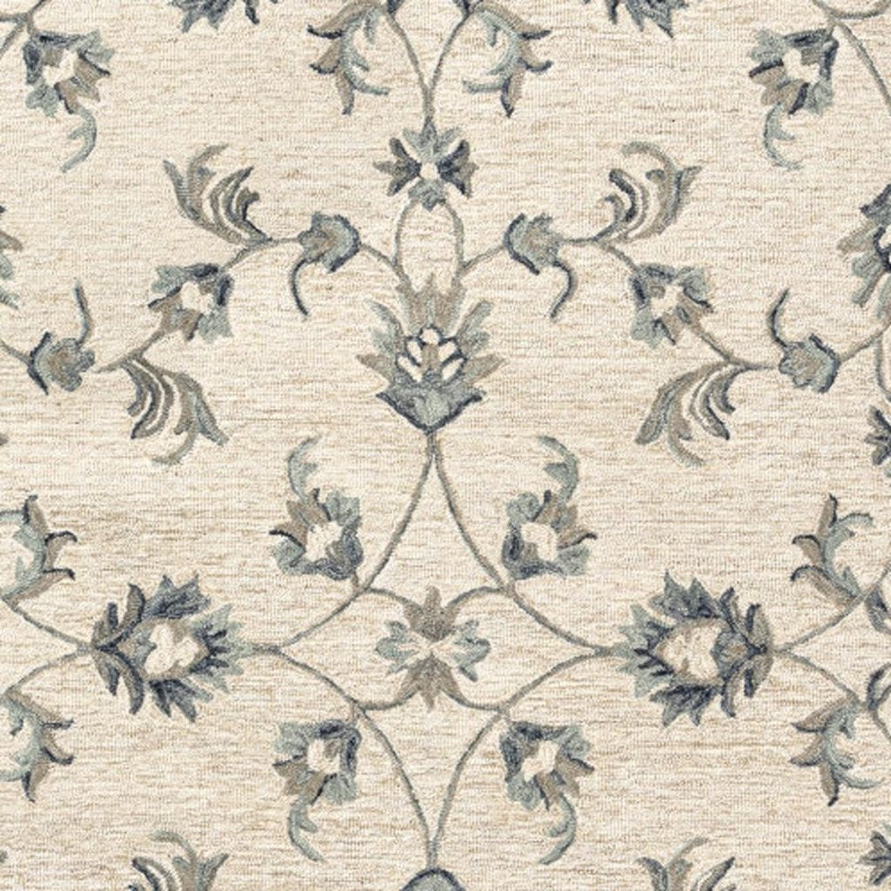 5' Light Blue Round Wool Hand Tufted Area Rug