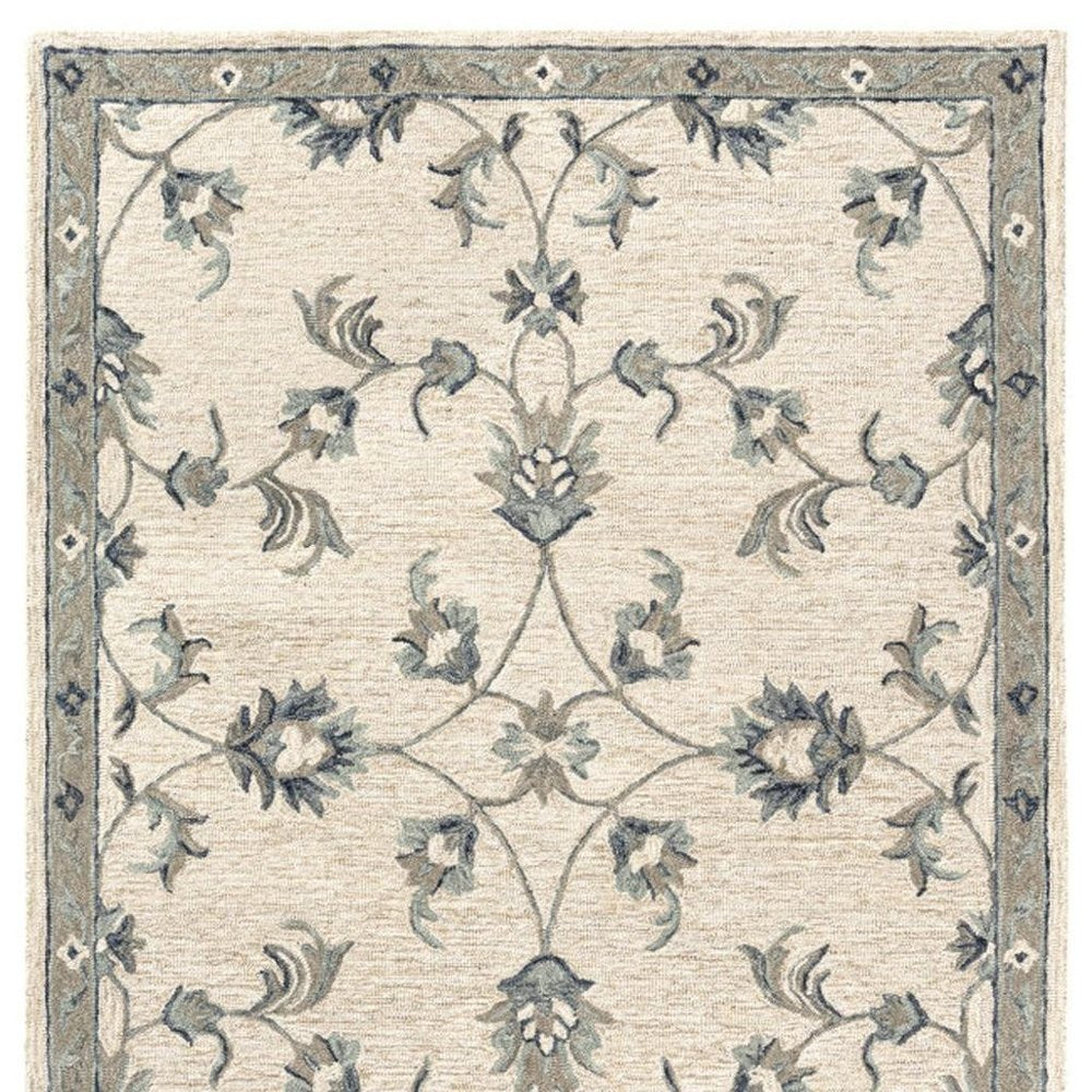 7' X 9' Light Blue Wool Hand Tufted Area Rug