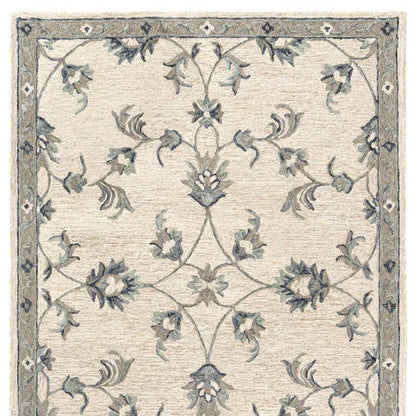 7' X 9' Light Blue Wool Hand Tufted Area Rug