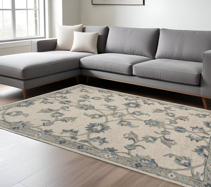 5' X 7' Light Blue Wool Hand Tufted Area Rug