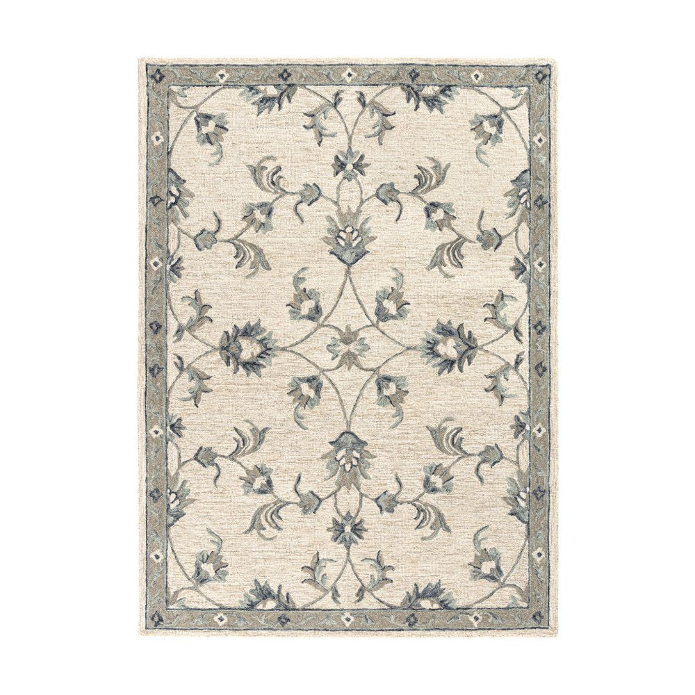 5' X 7' Light Blue Wool Hand Tufted Area Rug